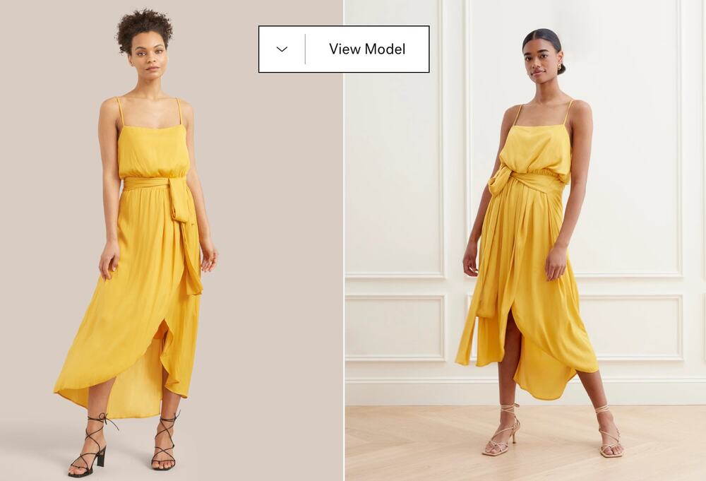 Modern Citizen Yellow Sleeveless Straight Neck Mila Layered Tank Dress Size XS